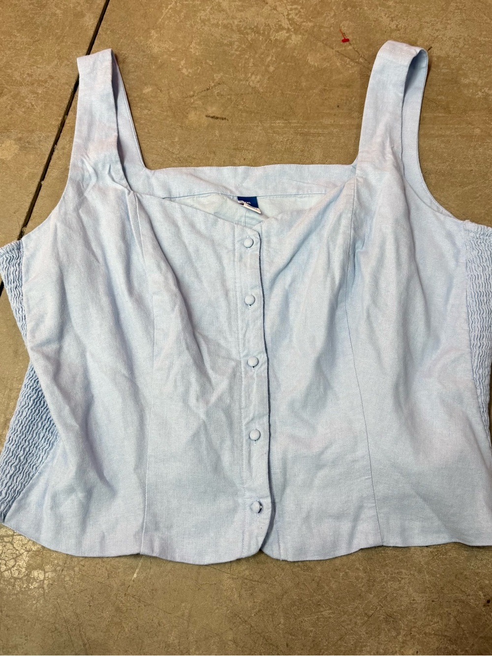 Old Navy Light Blue Button-Front Square-Neck Camisole
